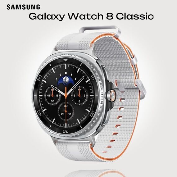 Galaxy Watch 8 Classic | 46 мм | Black | Athleisure/White | S/M, Тип ремешка : Athleisure, Размер корпуса : 46 мм, Цвет: Black, Цвет ремешка: White, Размер ремешка : S/M, Подключение часов : Bluetooth / Wi-Fi