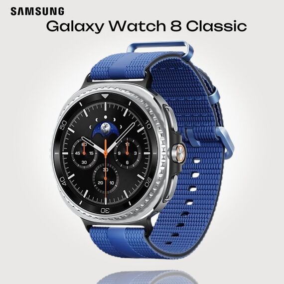 Galaxy Watch 8 Classic | 46 мм | 4G LTE | Black | Athleisure/Blue | M/L, Тип ремешка : Athleisure, Размер корпуса : 46 мм, Цвет: Black, Цвет ремешка: Blue, Размер ремешка : M/L, Подключение часов : Bluetooth / Wi-Fi + 4G LTE