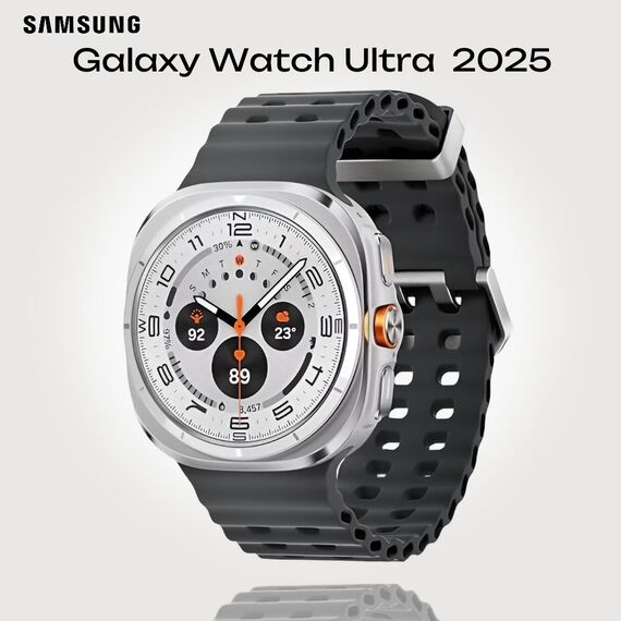 Galaxy Watch Ultra 2025 | 47 мм | 4G LTE | Titanium White | Marine/Dark Gray | S/M/L, Размер ремешка : S/M/L, Тип ремешка : Marine, Подключение часов : Bluetooth / Wi-Fi + 4G LTE, Цвет ремешка: Dark Gray, Цвет: Titanium White