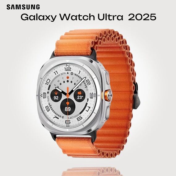 Galaxy Watch Ultra 2025 | 47 мм | 4G LTE | Titanium White | Trail/Orange | S/M/L, Размер ремешка : S/M/L, Тип ремешка : Trail, Подключение часов : Bluetooth / Wi-Fi + 4G LTE, Цвет ремешка: Orange, Цвет: Titanium White
