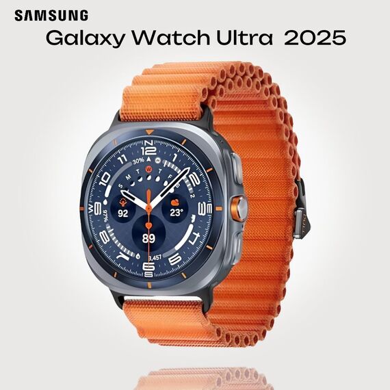 Galaxy Watch Ultra 2025 | 47 мм | 4G LTE | Titanium Blue | Trail/Orange | S/M/L, Размер ремешка : S/M/L, Тип ремешка : Trail, Подключение часов : Bluetooth / Wi-Fi + 4G LTE, Цвет ремешка: Orange, Цвет: Titanium Blue