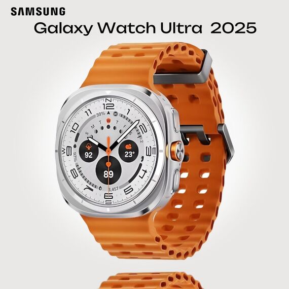 Galaxy Watch Ultra 2025 | 47 мм | 4G LTE | Titanium White | Marine/Orange | S/M/L, Размер ремешка : S/M/L, Тип ремешка : Marine, Подключение часов : Bluetooth / Wi-Fi + 4G LTE, Цвет ремешка: Orange, Цвет: Titanium White