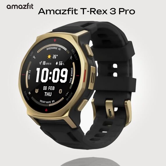 Часы Amazfit T-Rex 3 Pro │44 мм │Black/Gold, Размер корпуса : 44 мм, Цвет: Black/Gold