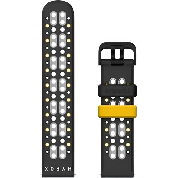 Силиконовый спортивный ремешок HYROX | 22 мм, Размер ремешка : 22 мм, Цвет: Black/Yellow