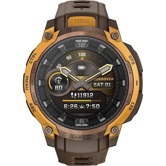 Смарт-часы Garmin Instinct Crossover Amoled | Bronze/Sunburst, Версия: Amoled, SOLAR (Версии с линзами для зарядки от солнечной батареи собирают солнечную энергию и продлевают срок службы батареи.): Нет, Цвет: Bronze/Sunburst, изображение 3