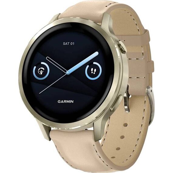 Смарт-часы Garmin Venu 4 | 41 mm | Lunar Gold/Light Sand Leather, Размер корпуса : 41 мм, Цвет: Lunar Gold/Light Sand Leather, изображение 2