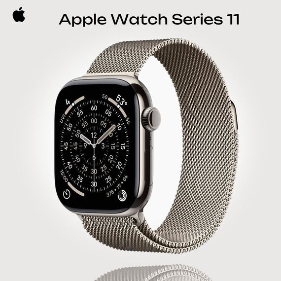 Apple Watch Series 11 | 46 mm | Titanium Natural | Milanese Loop Natural, Размер корпуса : 46 мм, Цвет: Natural