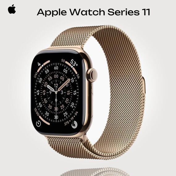 Apple Watch Series 11 | 42 mm | Titanium Gold | Milanese Loop Gold, Размер корпуса : 42 мм, Цвет: Gold