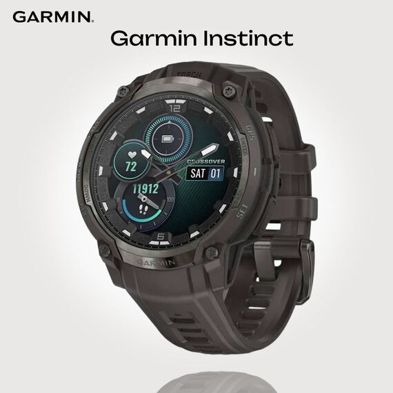 Смарт-часы Garmin Instinct Crossover Amoled | Charcoal, Версия: Amoled, SOLAR (Версии с линзами для зарядки от солнечной батареи собирают солнечную энергию и продлевают срок службы батареи.): Нет, Цвет: Charcoal