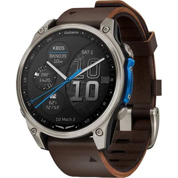 Смарт-часы Garmin D2 Mach 2 | 47 mm | Titanium/Oxford Brown Leather, Размер корпуса : 47 мм, Цвет: Titanium/Oxford Brown Leather, изображение 2 Смарт-часы Garmin D2 Mach 2 | 47 mm | Titanium/Oxford Brown Leather, Размер корпуса : 47 мм, Цвет: Titanium/Oxford Brown Leather, изображение 2